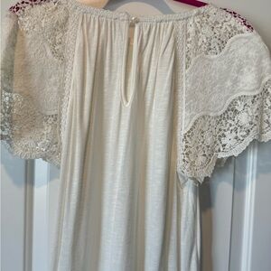 Off white short sleeve cotton top